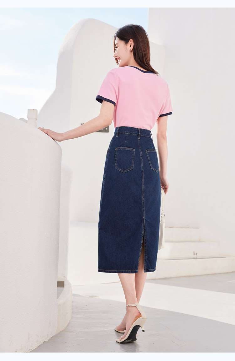 ピンクコーデ さわやかリンガーTシャツ