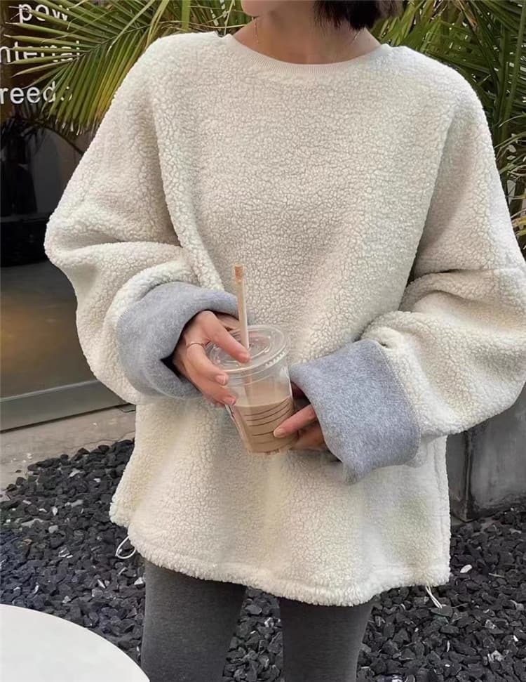 ピンクコーデ 春ふわもこボア風パーカー レディースゆったりトップス