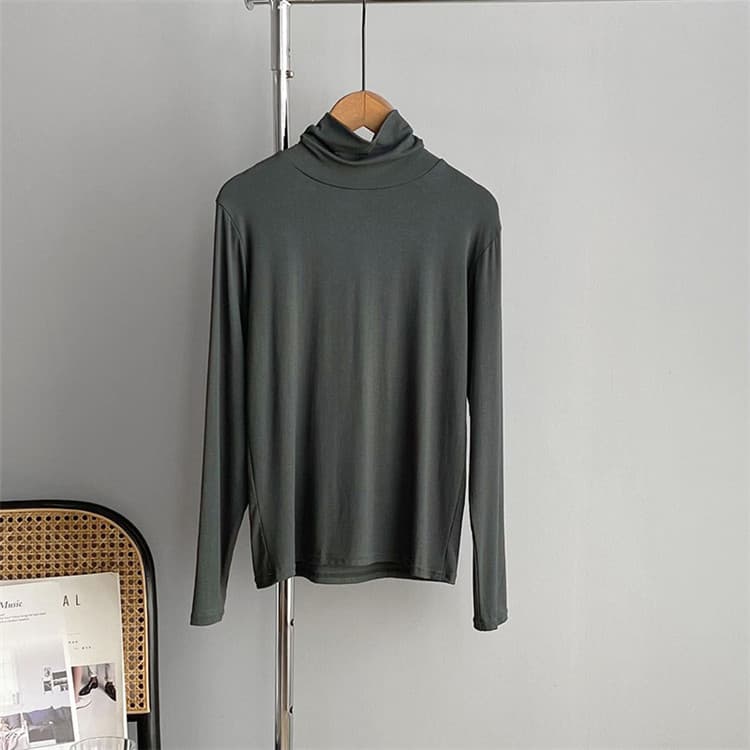 ピンクコーデ 秋冬シンプルタートルネック長袖ニット